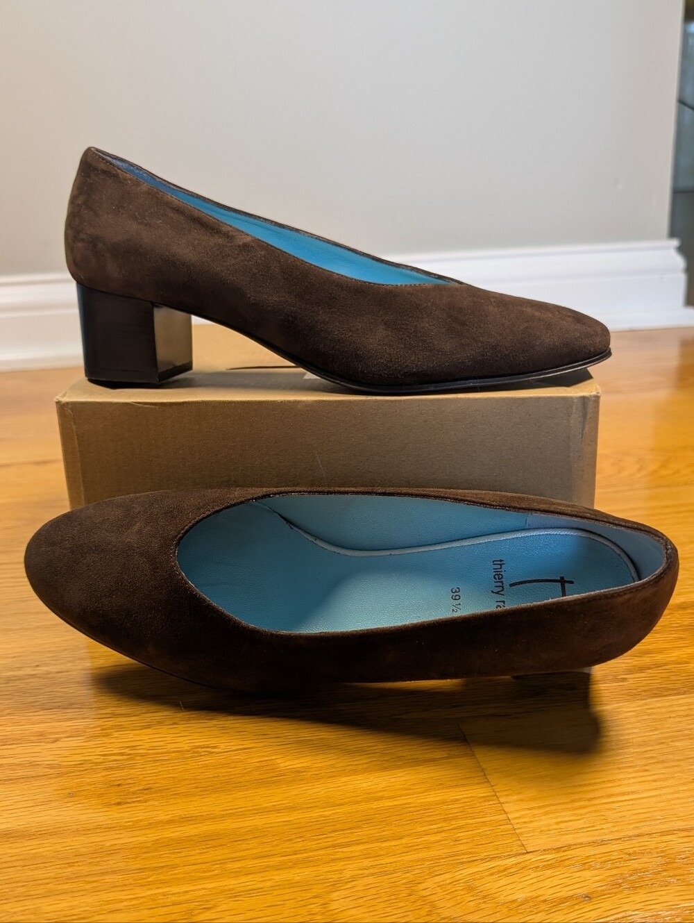 Thierry Rabotin Chocolate Brown Suede Pumps Sz EU 39.5
